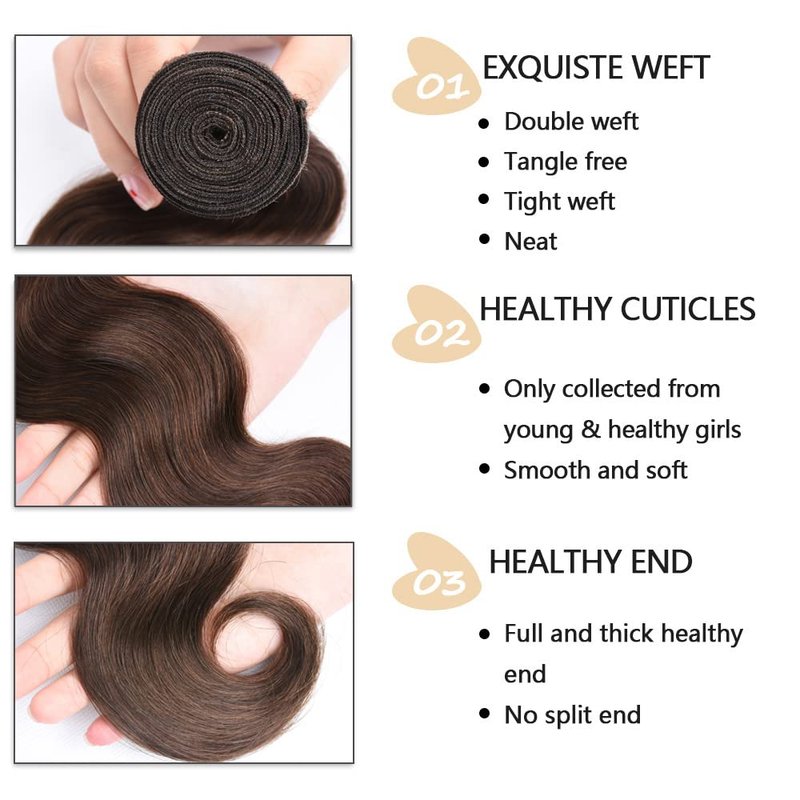 #4 Bundles Dark Brown Body Wave Human Hair Bundle 22 Inch Chocolate Brown Body Wave Bundles Human Hair Extensions