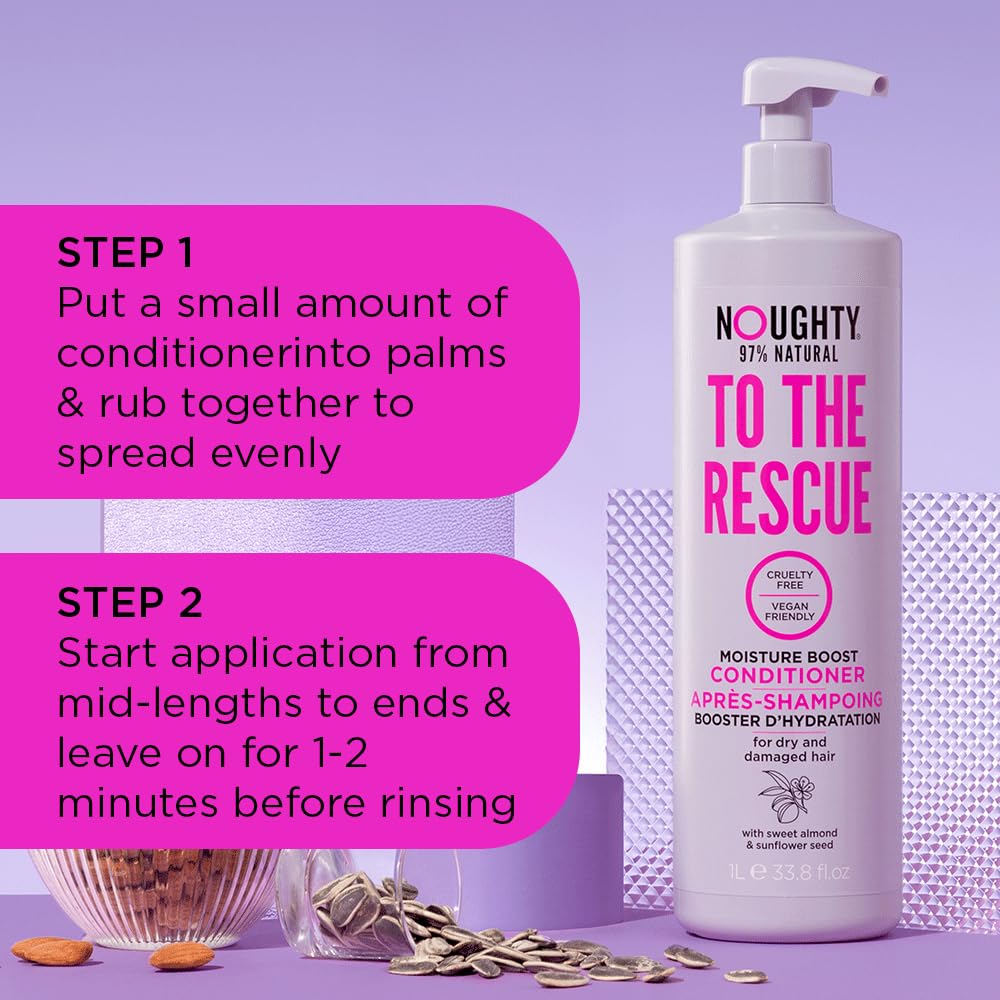 Noughty Moisture Boost Conditioner - 97% Natural, Hydrating Formula for Dry Hair | 33.8 fl. oz.