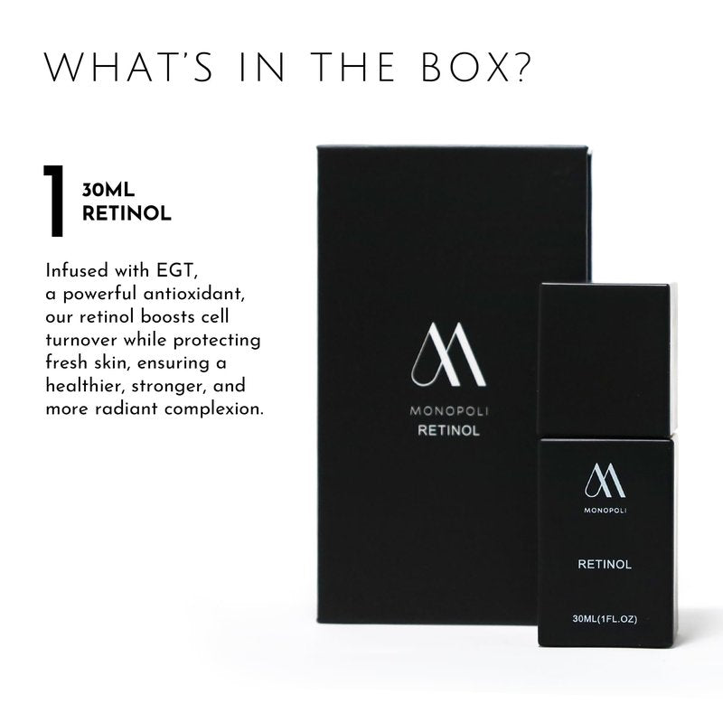 Monopoli Skin Retinol Serum | Revitalize, Youthful Complexion | EGT for Enhanced Skin Protection | Ideal for Men and Women Seeking Rejuvenation | Single 30ml