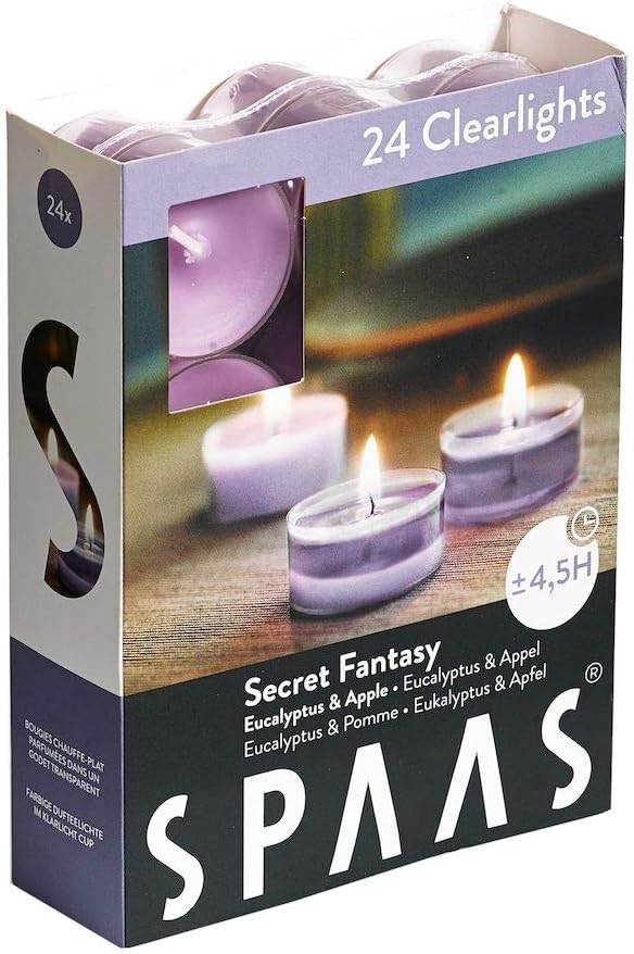 Morning Breeze Scented Tealights - Spaas 24 Clear Cup Candles, 4.5 Hour Burn Time