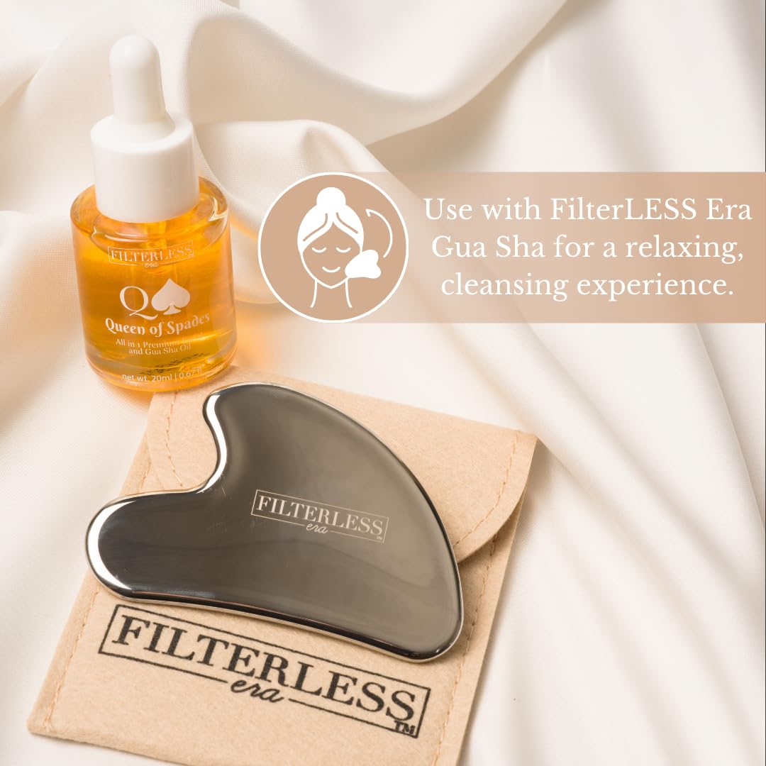 FilterLESS Era Queen of Spades All-in-One Gua Sha Oil & Serum | Jojoba, Squalane & Rosehip Face Oil | Anti-Aging Serum & Moisturizer | Essential Oils for Skin & Gua Sha Facial