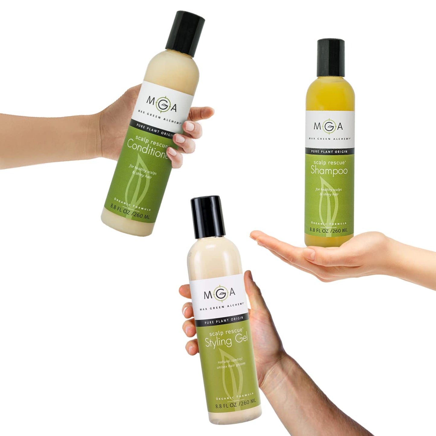 MGA Vegan Hair Conditioner - Organic Formula with Tea Tree for Healthy Hair | Shea Moisture Conditioner with Natural Herbal Scent | Parabens Silicone & Sulfate Free | Unisex | 8.8 Fluid Oz