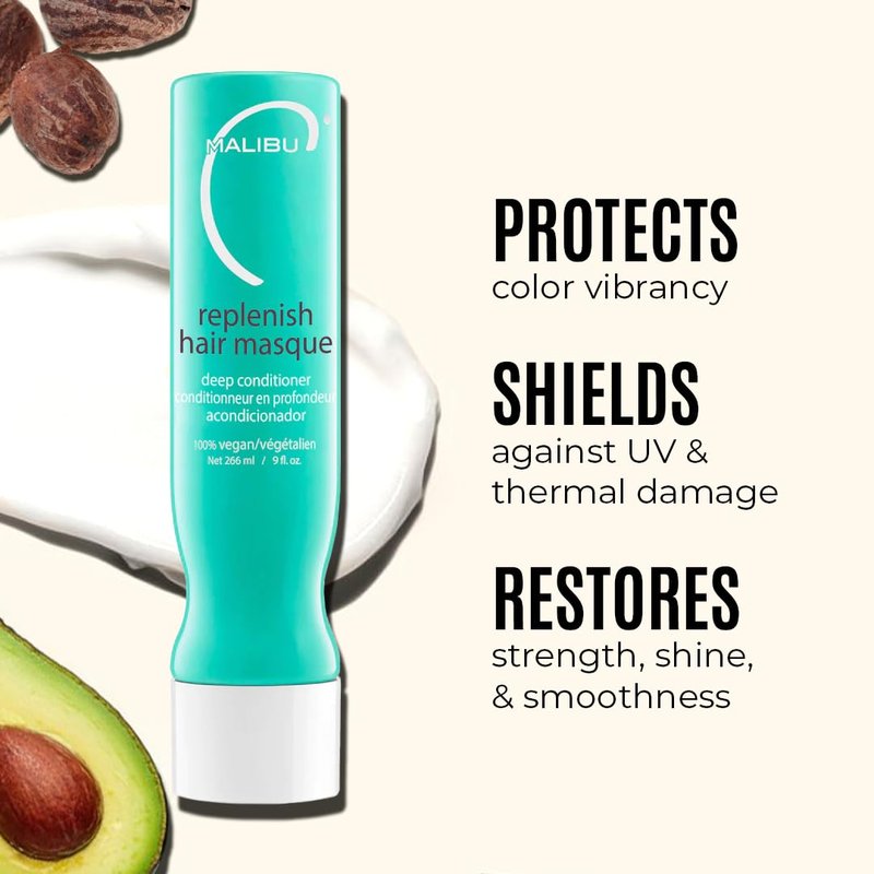 Malibu C Un-Do-Goo Shampoo & Replenish Hair Masque Duo - Clarifying Shampoo & Deep Conditioning Hair Mask to Eliminate Product Build Up - Shine Restoring, Moisturizing Hair Care (33.8 oz)