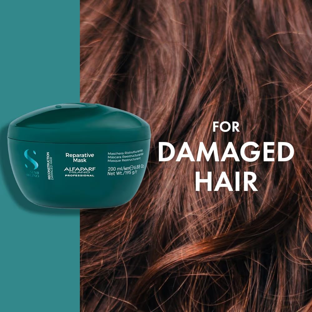 Alfaparf Milano Semi Di Lino Reconstruction Reparative Mask for Damaged Hair, Sulfate Free - Safe on Color Treated Hair - Paraben and Paraffin Free - Professional Salon Quality
