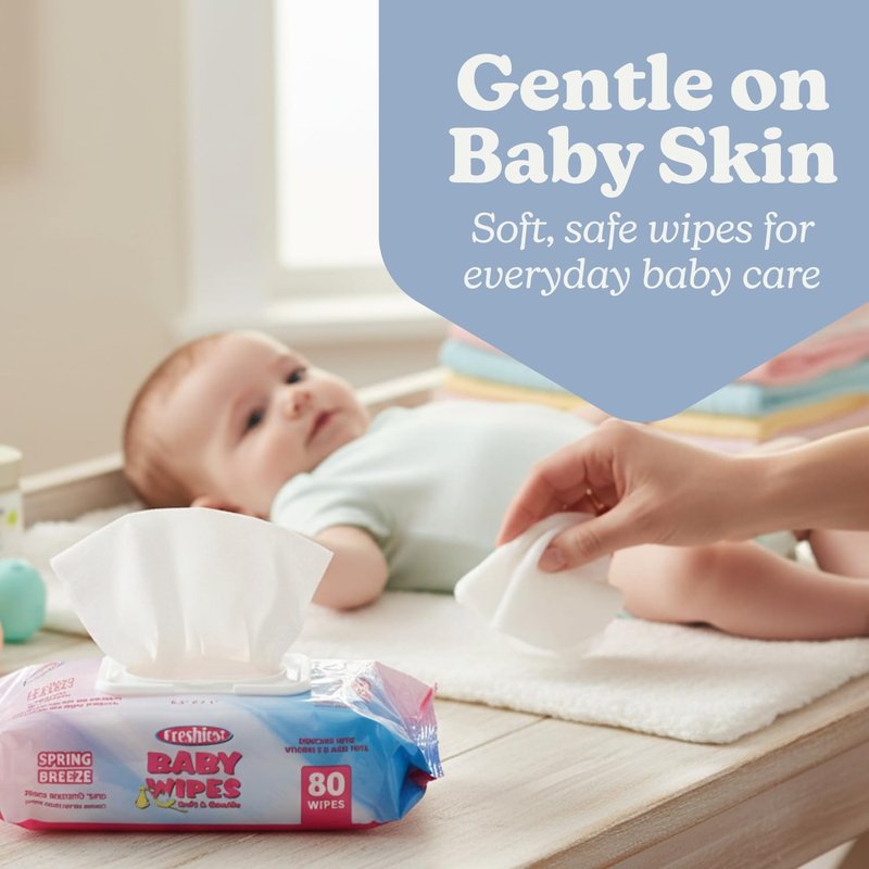 Ultimate White Baby Wipes Freshies with Lids - (Pack of 80) - Luxurious Softness Design - Perfect for Sensitive Skin & All Ages