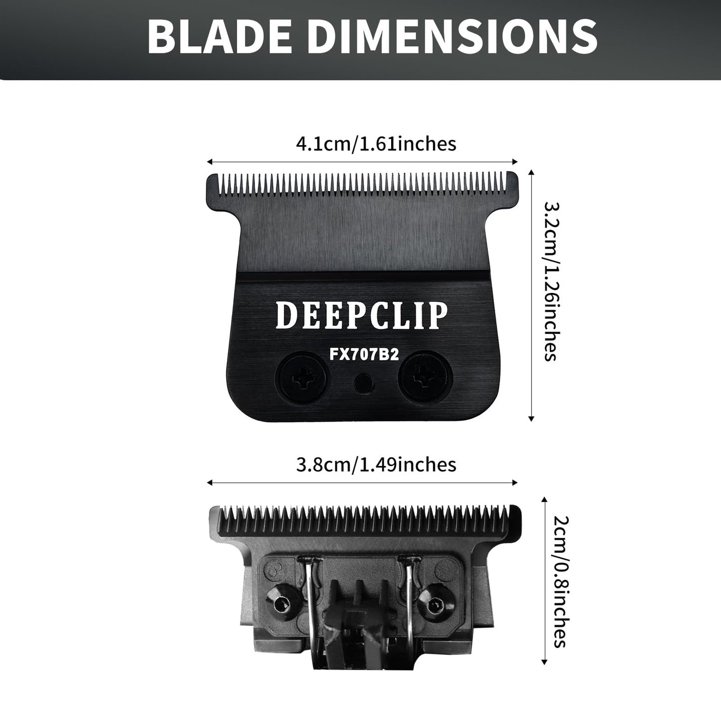 FX707B2 Trimmer Blades Replacement for Men, Deep Tooth T Blade Compatible with DLC 2.0 BaBylissPRO Hair Trimmers FX787 and LoPROFX Trimmers FX726, Black, 2 Pack