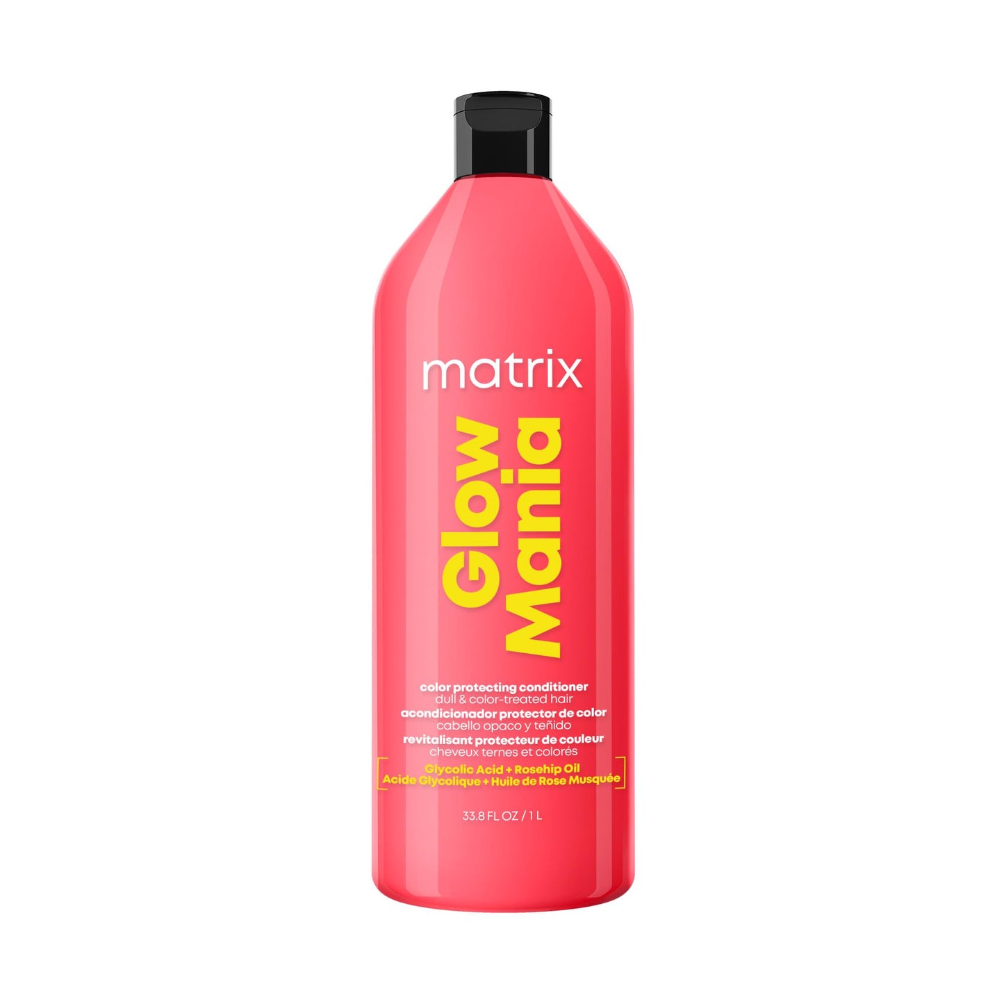 Matrix Glow Mania Conditioner - Enhances Shine and Moisturizes, Preserves and Protects Color Vibrancy, For Dull and Color-Treated Hair, Sulfate-Free, With Glycolic Acid & Rosehip Oil, 33.8 Fl Oz