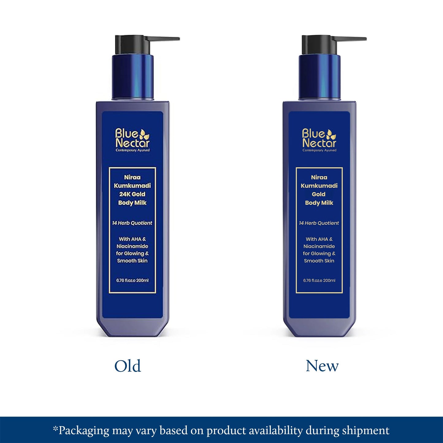 Blue Nectar Gold Body Milk for Women & Men | Body Lotion with Plant Based AHA & Niacinamide | Moisturizer for Body | All Skin Types (14 Herbs, 6.76 Fl Oz)