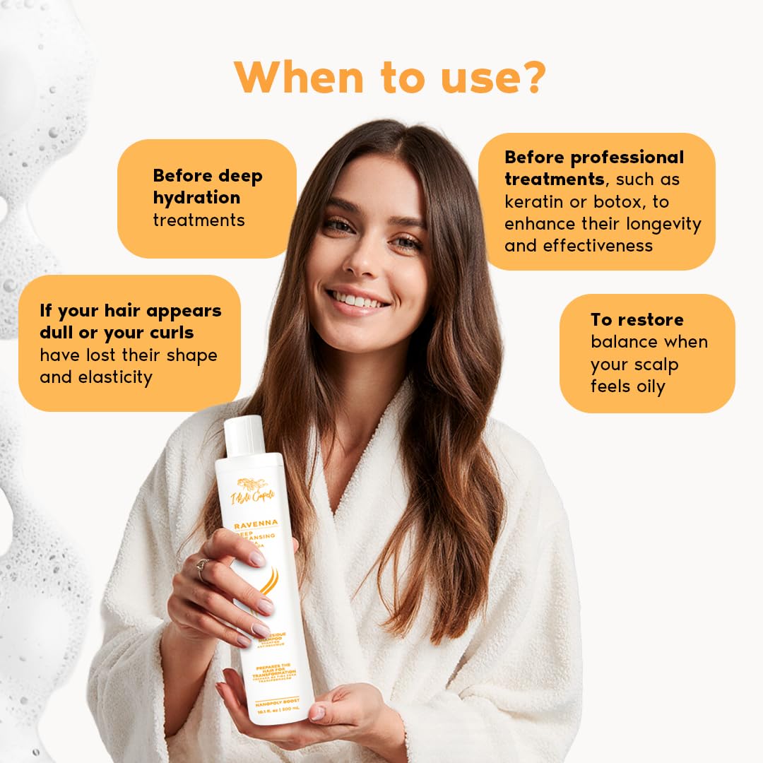 I Belli Capelli Ravenna Clarifying Shampoo Pre Treatment, Clarifying Shampoo For Build Up -Preps Hair Deep Cleansing, Removes Impurities For Long Lasting Treatment- 300ml/10.1 fl.oz
