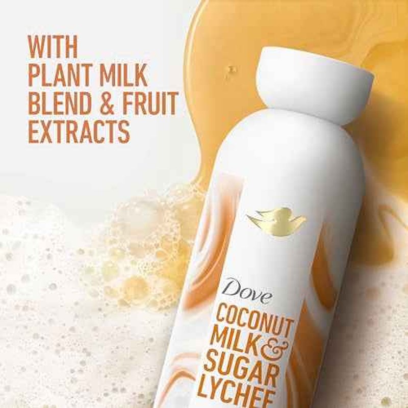 Dove Plant Milk Cleansing Body Wash Coconut & Lychee for Moisturized Skin Gentle Cleanser, No Sulfate Cleansers or Parabens, 98% Biodegradable 17.5 fl oz