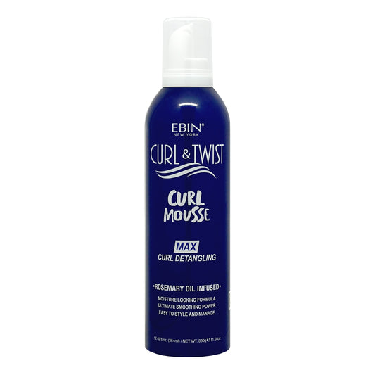 EBIN NEW YORK Curl & Twist Supreme Curl Detangling Mousse - Lightweight Foam Mousse with Rosemary, Olive & Castor Oil, Frizz Control for Styling, Adds Moisture & Shine - 12.49 fl oz