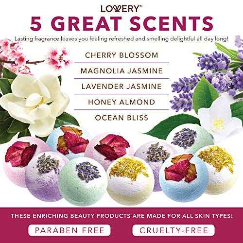 Bath Bomb Self Care Gifts for Women, White Elephant Gifts for Adults,10 Oversized Two Tone Bath Fizzies with Shea & Coco Butter Dry Flower Petals, Rich, Spa Bath Set in Cute Tub