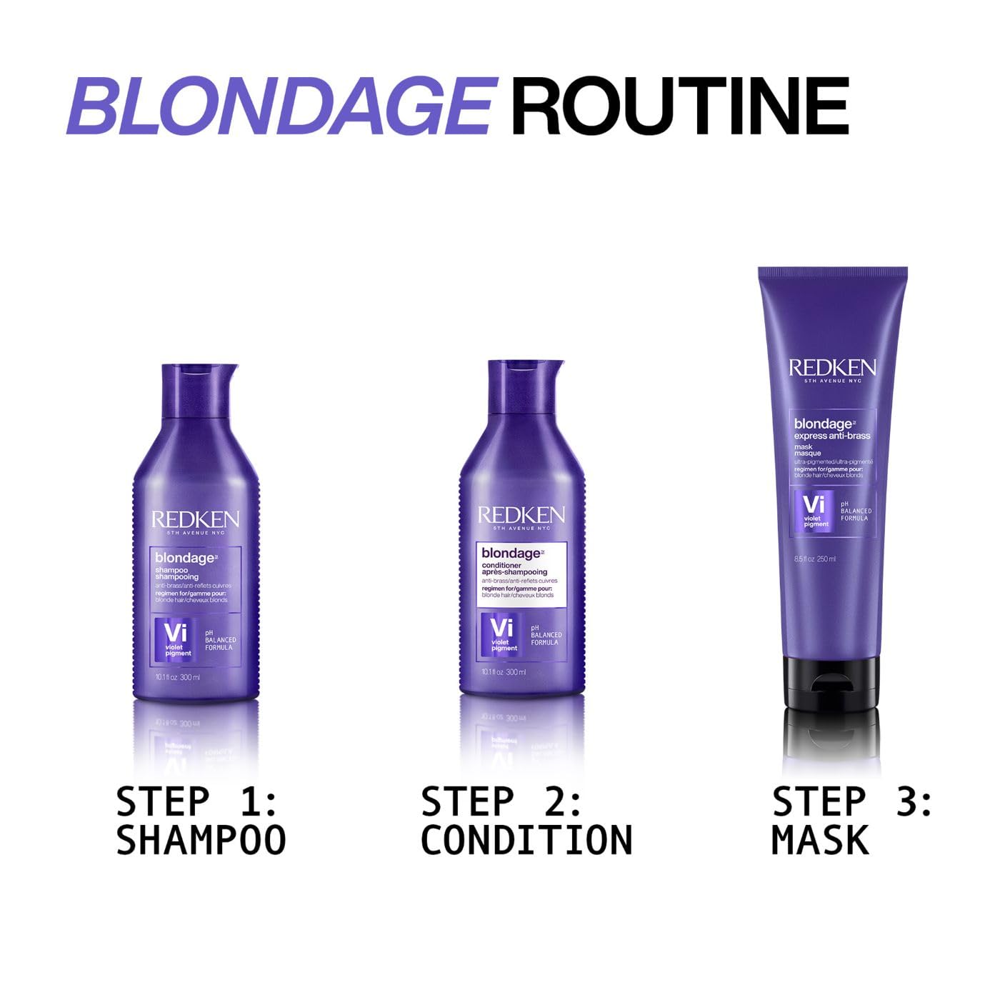 Redken Blondage Purple Shampoo and Conditioner Set For Blonde & Highlighted Hair - Neutralizes Brass & Moisturizes Hair With Pure Violet Pigments, Color Depositing, 10.1 Fl Oz (Pack of 2)