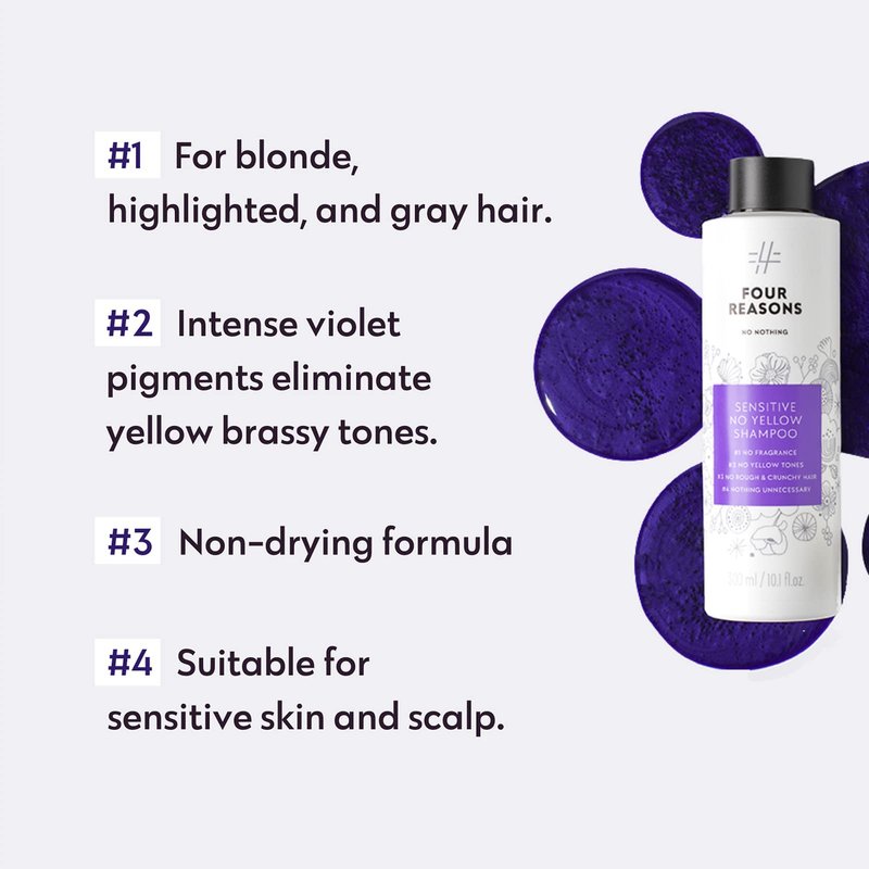 No nothing No Yellow Purple Shampoo – Fragrance Free Toning Shampoo for Blonde, Gray & Silver Hair – Neutralizes Brassiness – Hypoallergenic for Sensitive Scalp, 10.1 Fl Oz