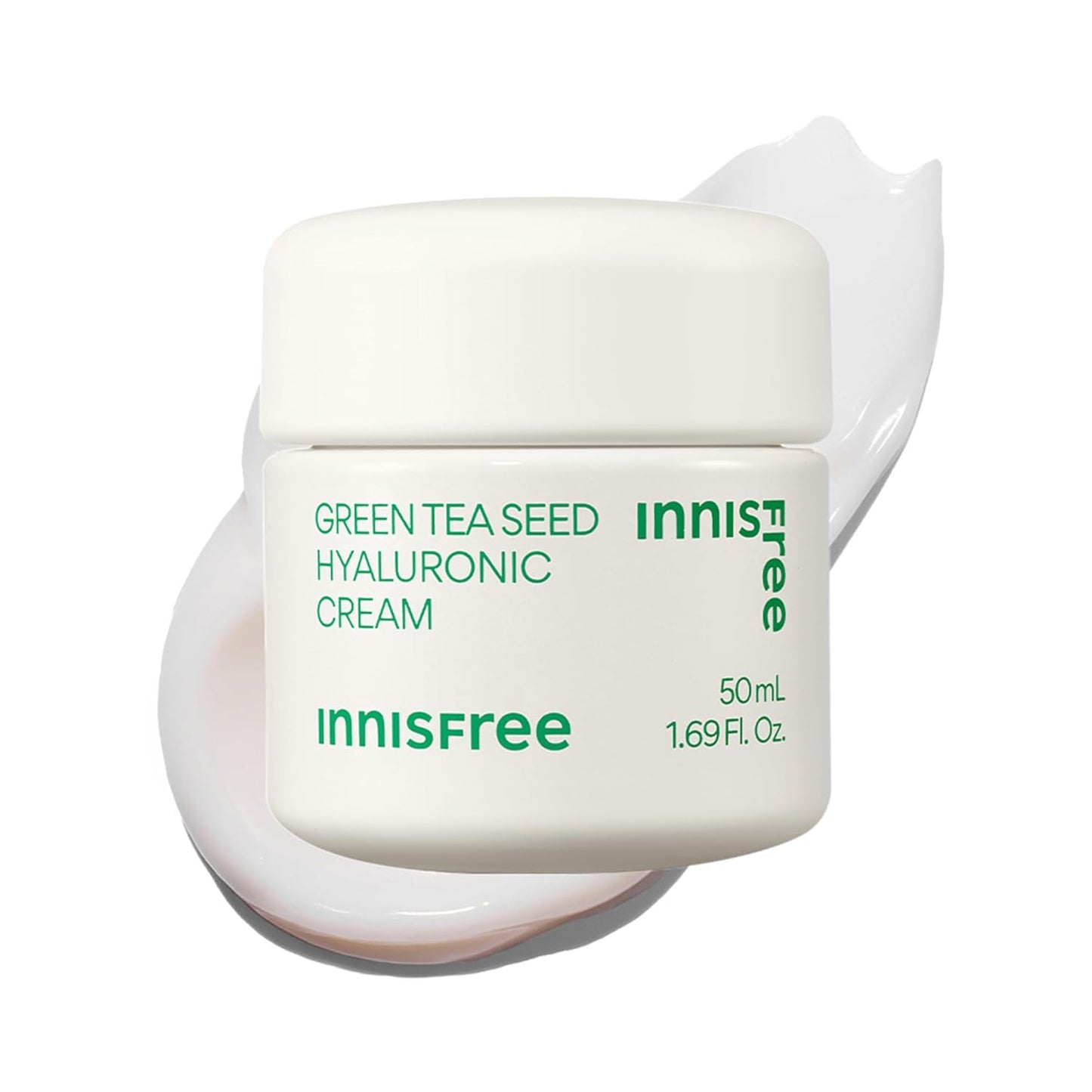Innisfree Green Tea Seed Hyaluronic Acid Cream - Hydrating Korean Face Moisturizer with Ceramide | Jumbo Size Available