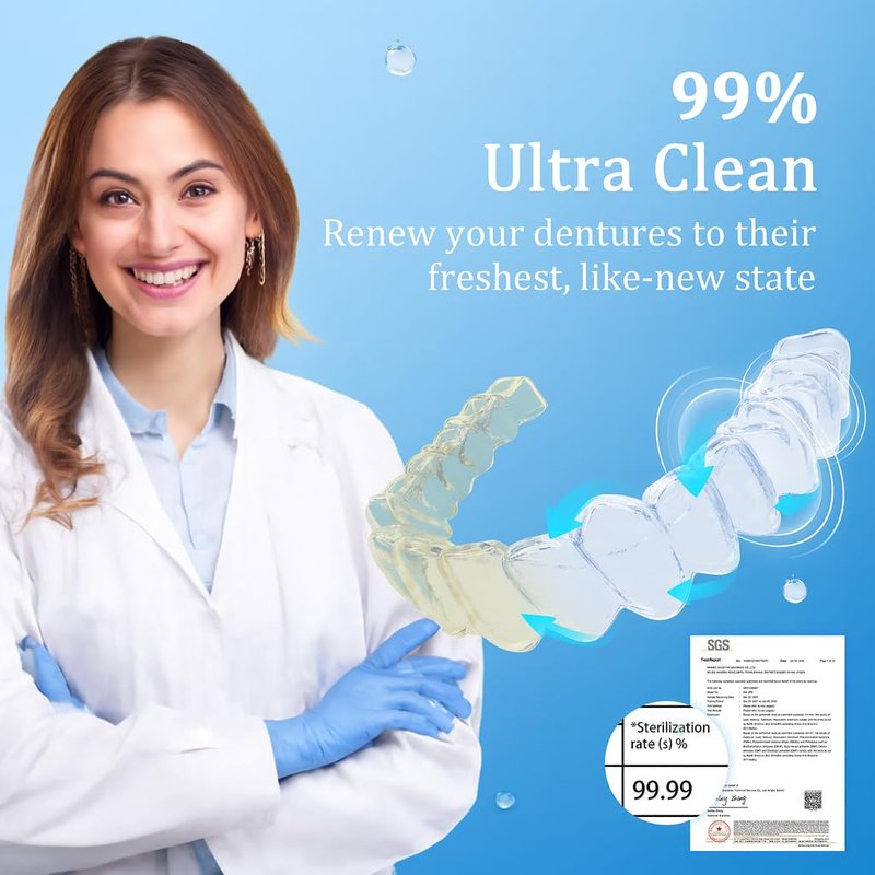 Ultrasonic Retainer Cleaner Machine - Portable 50kHz Dental Cleaner for Aligners, Braces & Jewelry | 4 Modes, Travel-Friendly