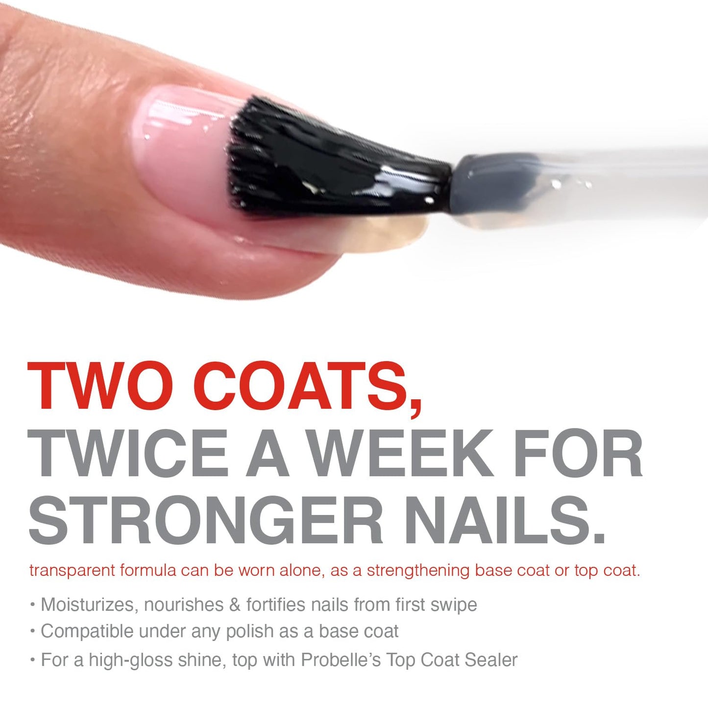 Probelle Nail Strengthening Formula, Nail Growth & Conditioning, Stops Splits, Chips, Cracks & Strengthens Nails, Clear