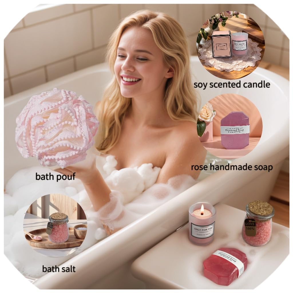 Thank You Gifts for Women, 10PCS Spa Set – Includes Pearl Necklace, Candle, Cosmetic Bag – Perfect for Teachers, Coworkers, Moms, Nurses & Friends