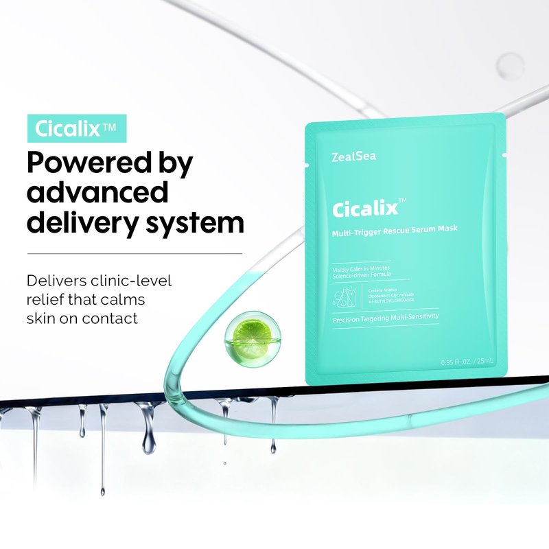 ZealSea Cicalix & Ceramidbar Face Masks Skincare Set, Derm Solution Sheet Mask for Multi-Trigger Sensitivity, Soothing & Calming, Strengthen & Restore Skin, Facial Mask with Cica & Ceramide, 16 Pack