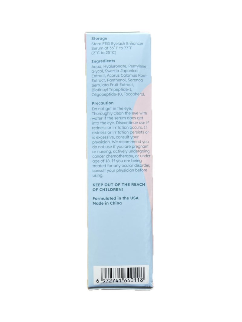 FEG Eyelash Rapid Eye Lash Growth Serum | For Lash and Brow | Creates Longer & Darker Eyelashes | Eyelash Enhancing Serum to Help Lengthen, Thicken and Darken Your Eyelashes | Single Pack