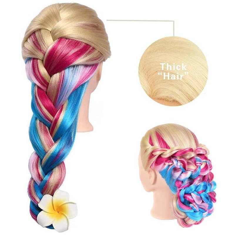 Morris 28 Inch Cosmetology Mannequin Head with Synthetic Hair Styling Head for Hairdresser Training Head Manikin Doll Head Long Hair Mannequin Head for Practice Braiding with Clamp (613)