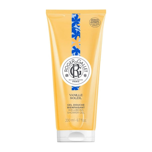 ROGER & GALLET Wellbeing Shower Gel – Plant-Based Hydrating Body Wash with Aloe Vera, Gentle Foaming Cleanser for Soft Skin (VANILLE SOL - Vanilla | 6.7 Oz)