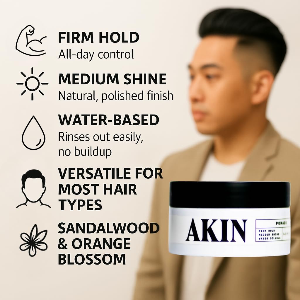 Hair Pomade for Men & Women - Firm Hold, Medium Shine | Water-Based, Easy to Wash Out | 3.3oz Travel Size