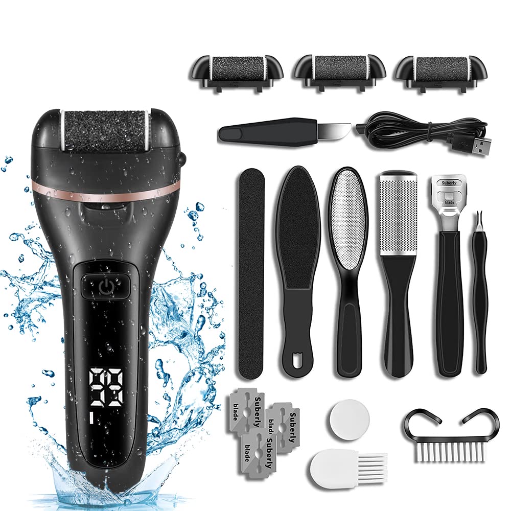 Electric Foot Callus Remover, Foot Polisher for Feet with Rechargeable Waterproof Professional Pedicure Kit, Black, 20 Count (Pack of 10)