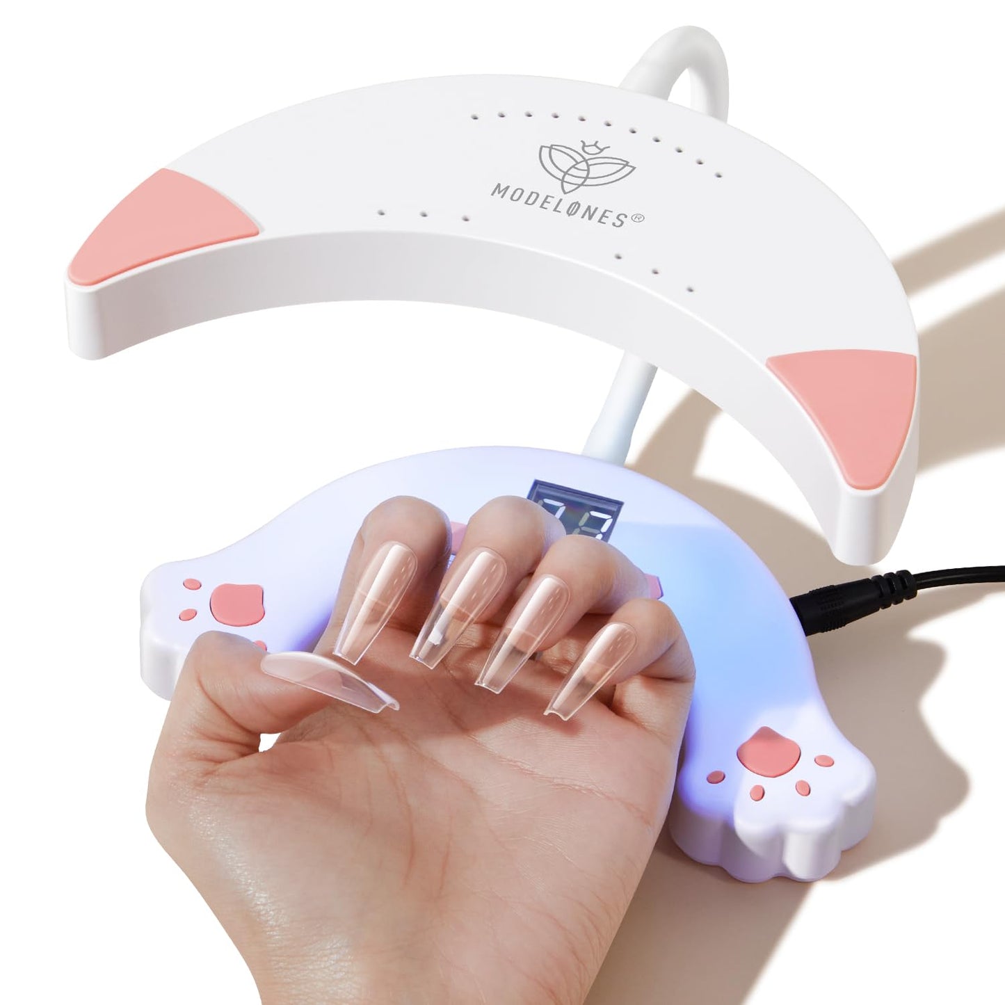 Modelones UV LED Nail Lamp with Cordless Nail Drill, Gooseneck UV Lamp for Gel x Nails, 48W Nail Light for Gel Nail Polish with 3 Timers and LCD Display, UV Light for Gel Nails, USB LED Nail Lamp