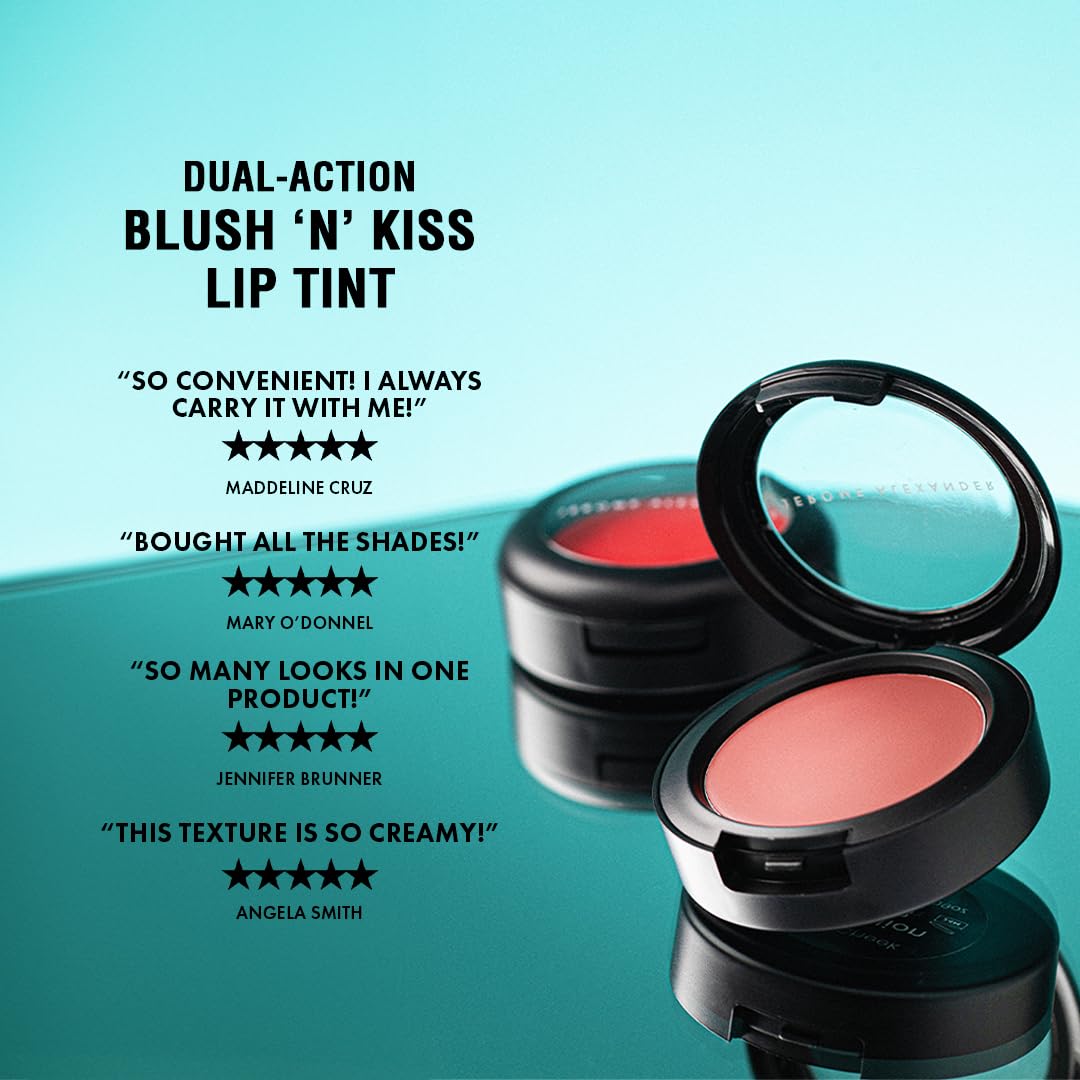 Jerome Alexander Blush ‘n’ Kiss Cream Blush for Cheeks & Lips | Creamy, Lightweight, Buildable Coverage | Balm Face Makeup | Tint Vermillion