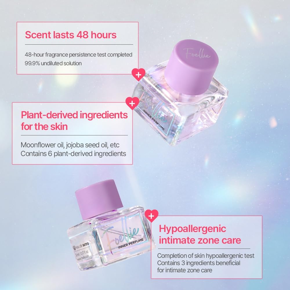Foellie Inner Perfume Aurora 5ml(0.169 fl oz) Long Lasting Lingerie & Underwear Fragrance Human Application Tested Korean Cosmetics