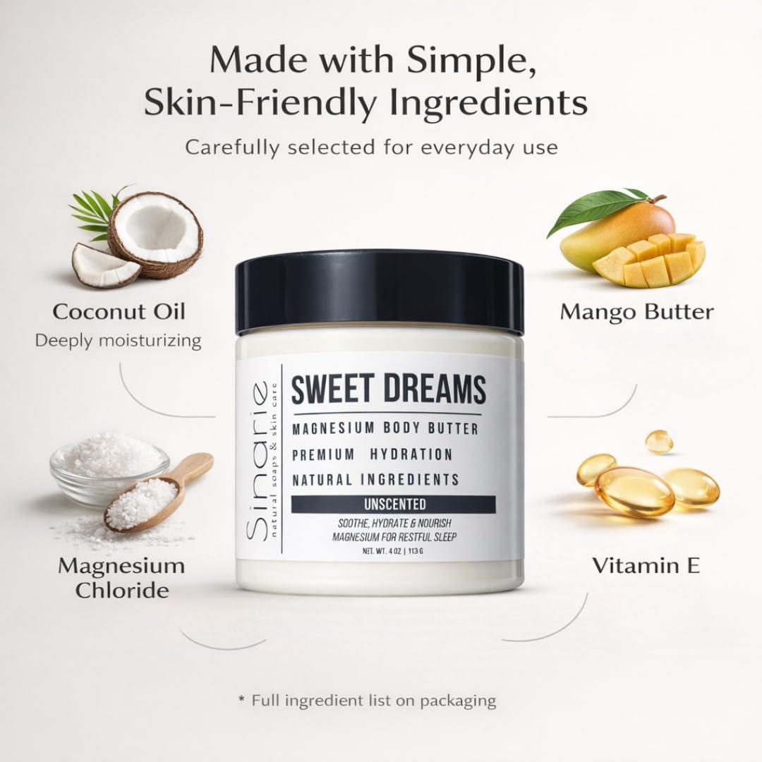 Magnesium Body Butter - Emulsified Mango Butter with Natural Ingredients - 4 oz.