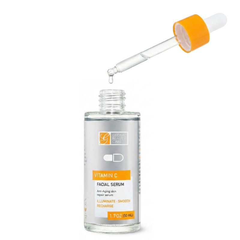 Global Beauty Care Vitamin C Facial Serum - Facial Treatment Serum with Hyaluronic Acid for Uneven Tone & Radiance Appearance Support, Fast Absorbing, Lightweight Hydration, 1.7 fl oz (3-Pack)