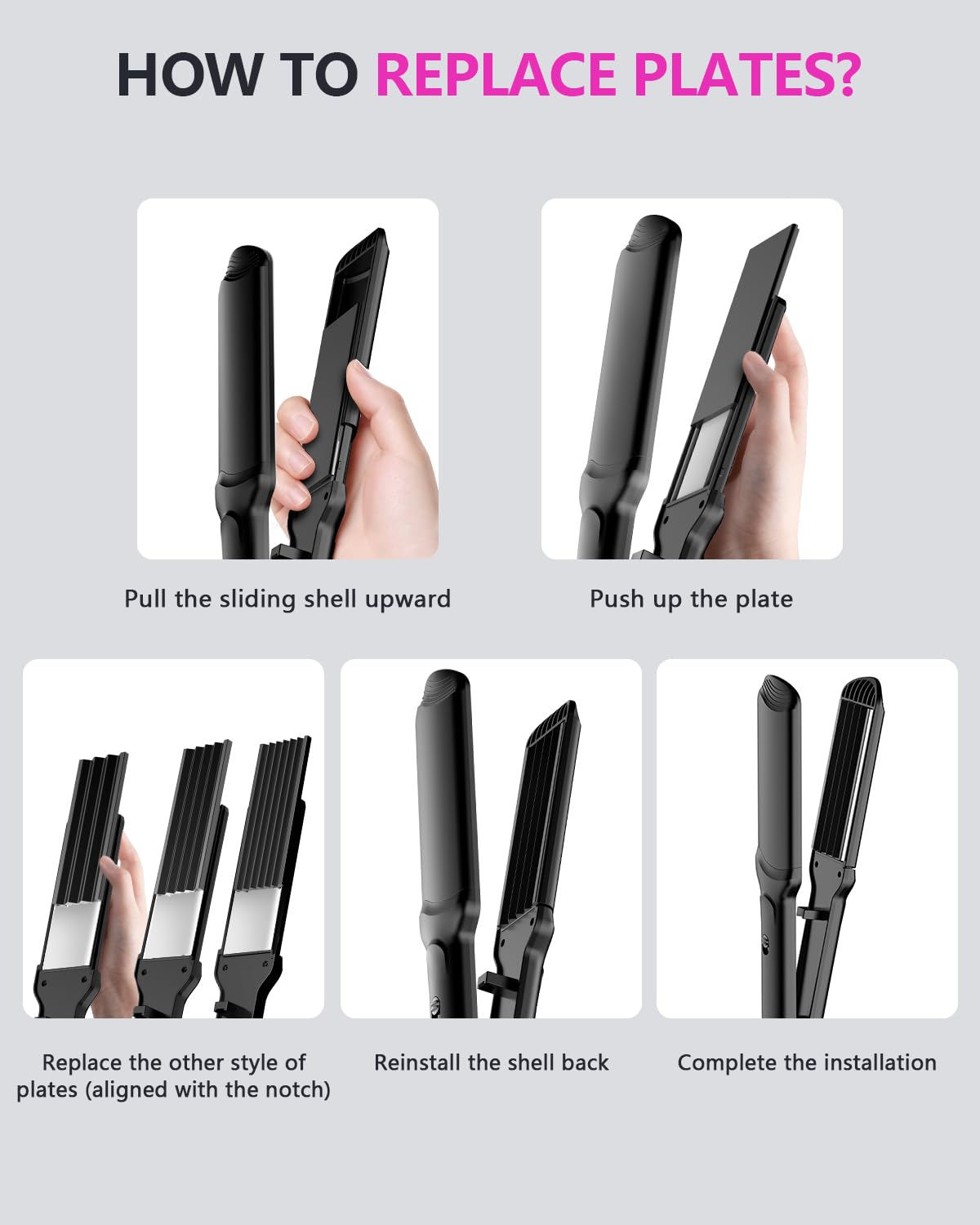 Hair Crimper Waver, Professional Hair Straightener Beach Waves Curling