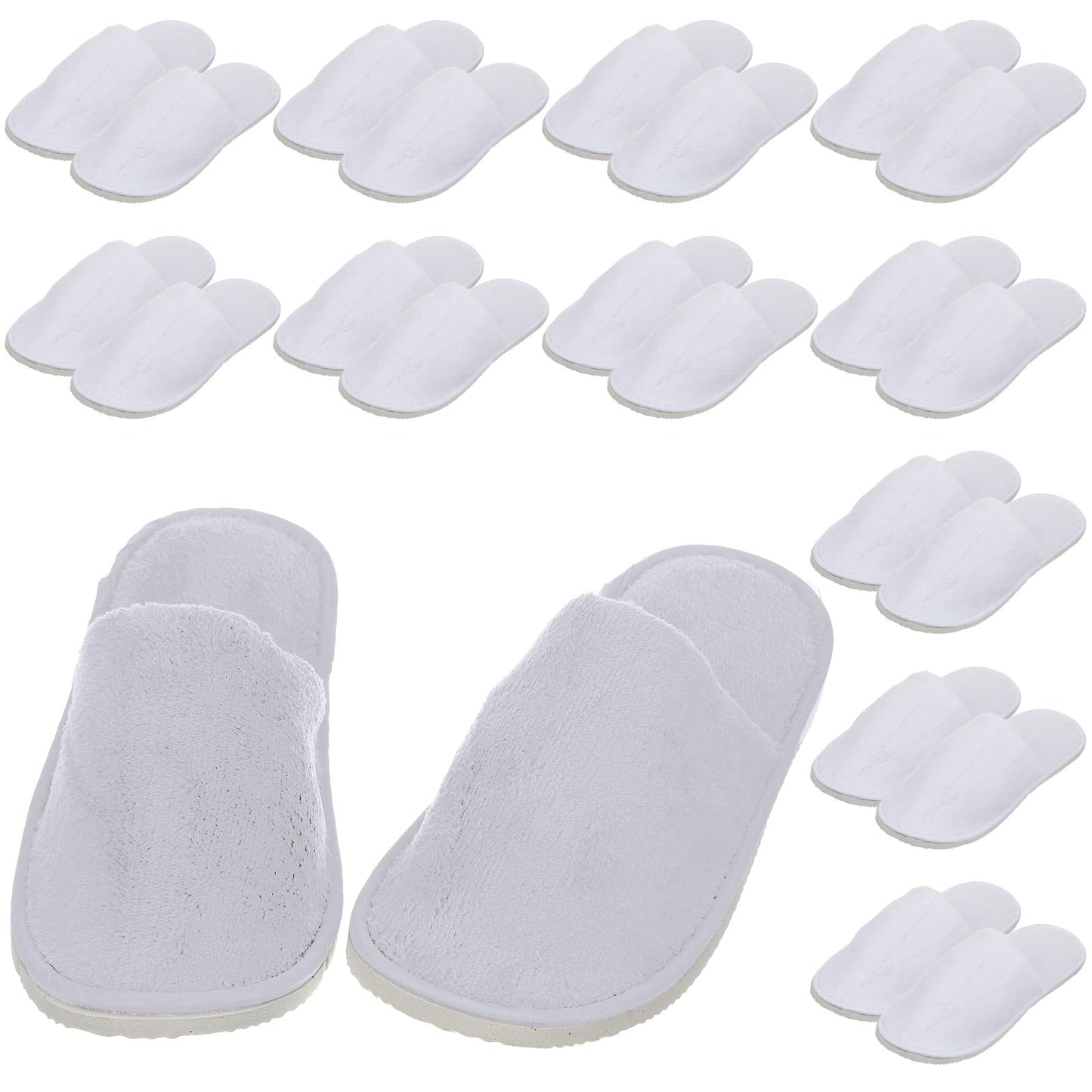 Tarpop 12 Pairs Disposable Slippers for Guests Bulk House Spa Slippers Fluffy Coral Fleece Indoor Hotel Shoes for Women Men Shoeless Home Hotel Bedroom Travel(White, Yellow, Grey)