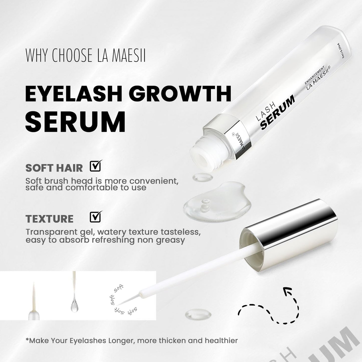 Lash Serum | Eyelash Growth Serum for Longer, Thicker Lashes - Vegan & Cruelty-Free (5mL)