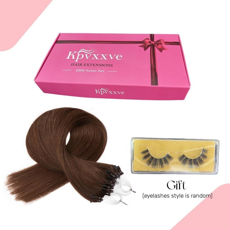 Kpvxxve Micro Beads Hair Extensions Real Human Hair Brown Micro Loop Human Hair Extensions 16 Inch #4 Straight Remy Human Hair Micro Link Hair Extension 1g/Strand 50g