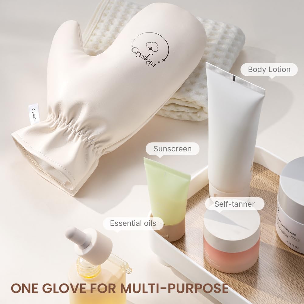 Cryslora Lotion Applicator & Self Tanning Mitt - Reusable, Durable, No Absorption, Anti-Sliding Glove for Even, Waste-Free Application of Lotions, Oils & Creams