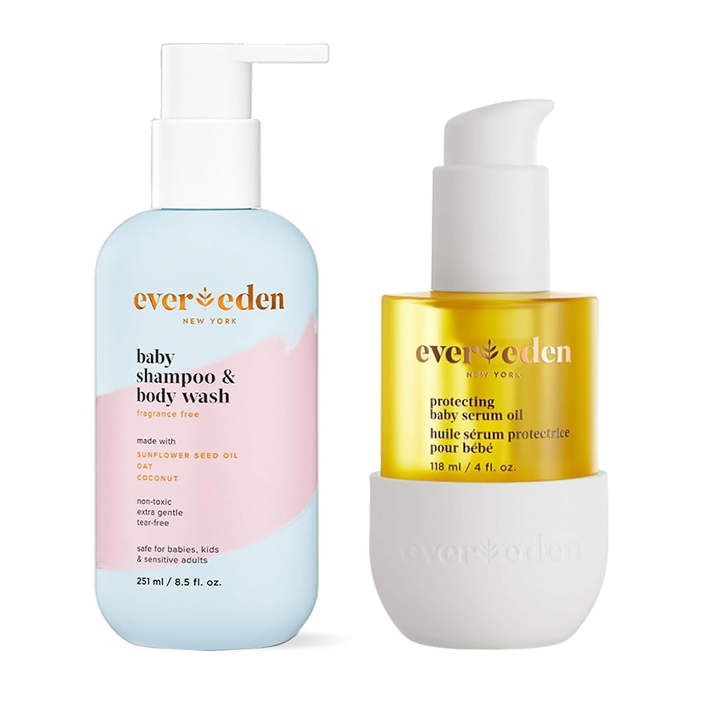 Evereden Baby Cradle Cap Care Bundle | Vegan Shampoo, Body Wash & Protecting Oil for Newborns