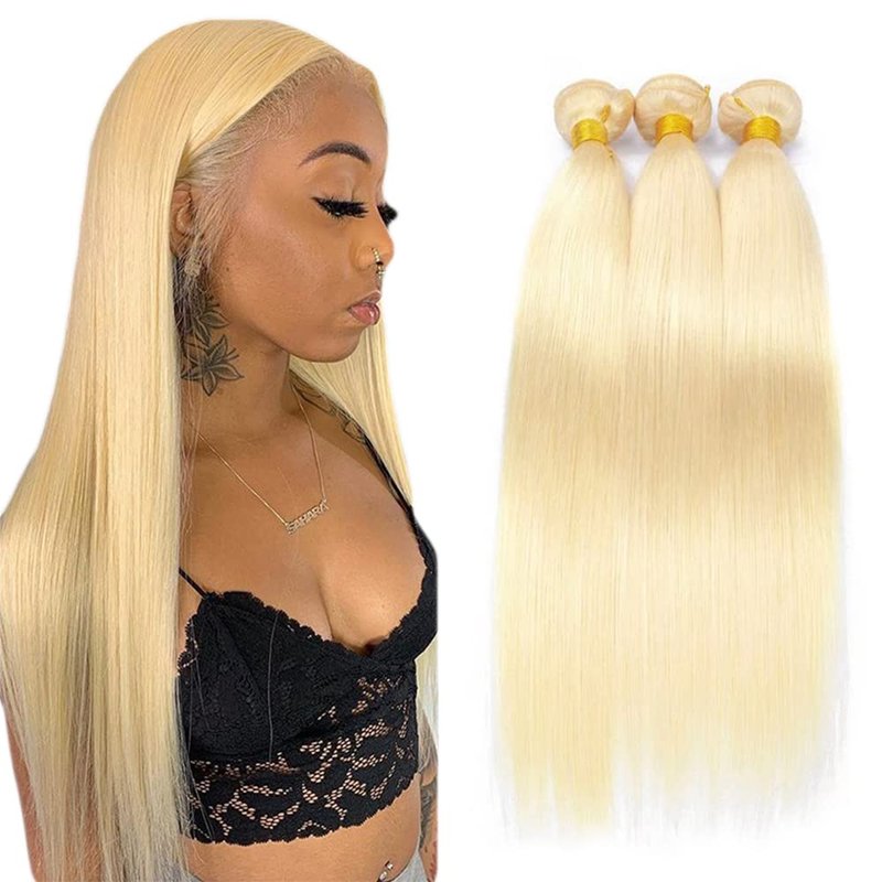 613 Straight Bundles Honey Blonde Human Hair Bundles Grade 8A Brazilian Remy Hair Weaves Extensions For Women 8 10 12 Inch