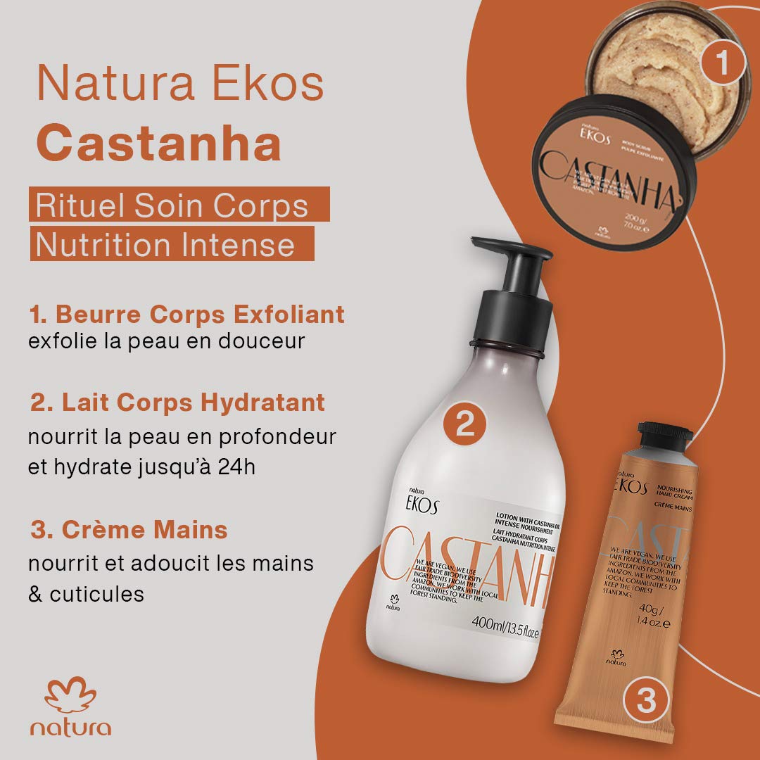Natura Ekos Castanha Body Scrub – Exfoliating Sugar & Brazil-nut Oil Body Polish – 100% Vegan, Fair-Trade, Eco-Packaged – Dry & Sensitive Skin Moisturizer – Hydrating & Revitalizing, 7 oz (200 g)