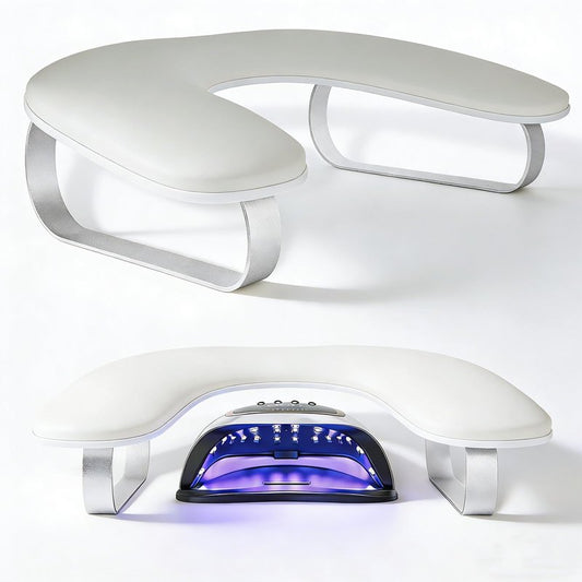 Arm Rest for Nails Tech 10° Inclined, U-Shaped Nail Hand Rest Manicure Arm Rest Stand with Silver Aluminum Alloy Holder Non-slip
