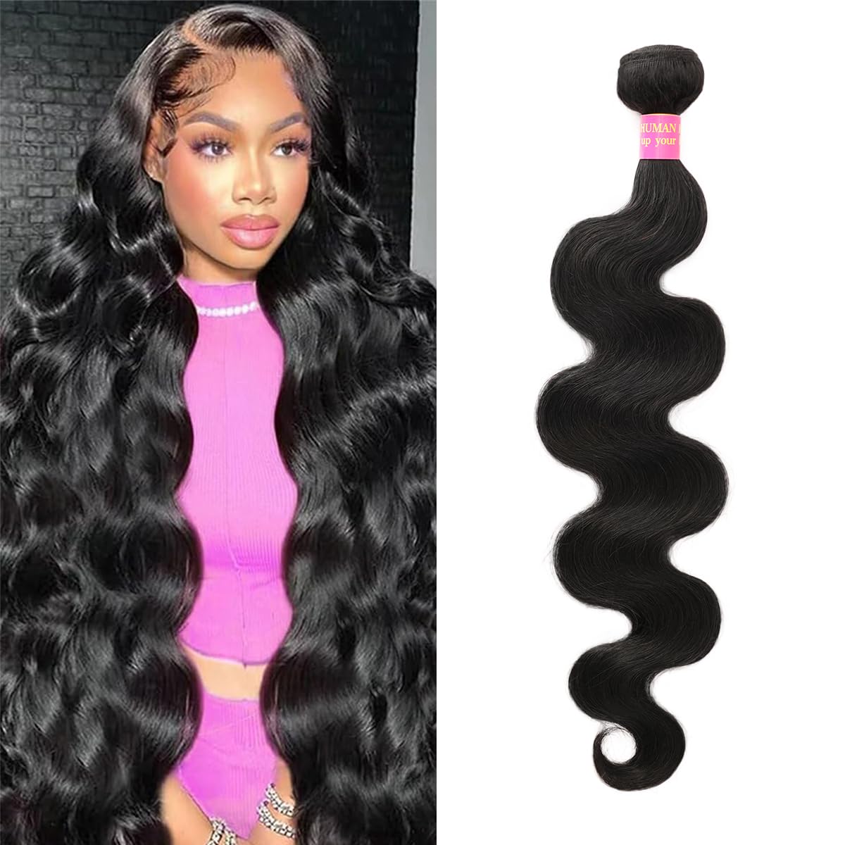 16 Inch Bundles Human Hair Body Wave 12A Brazilian Virgin Human Hair 1 Bundle 100% Unprocessed Quick Weave Hair Extensions Natural Black