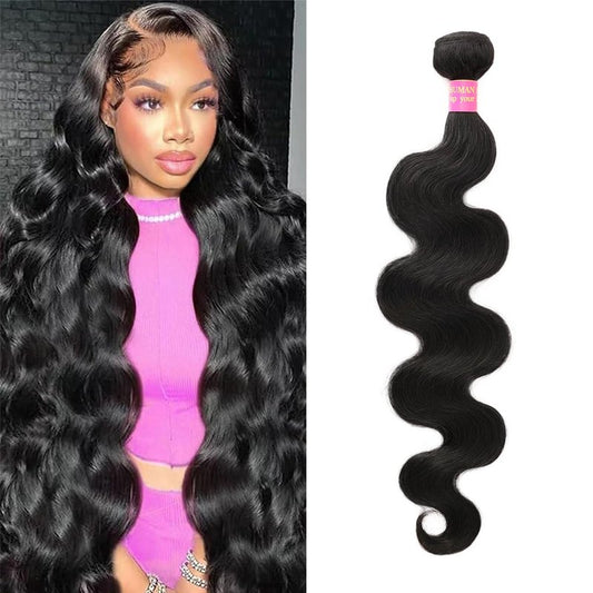 16 Inch Bundles Human Hair Body Wave 12A Brazilian Virgin Human Hair 1 Bundle 100% Unprocessed Quick Weave Hair Extensions Natural Black