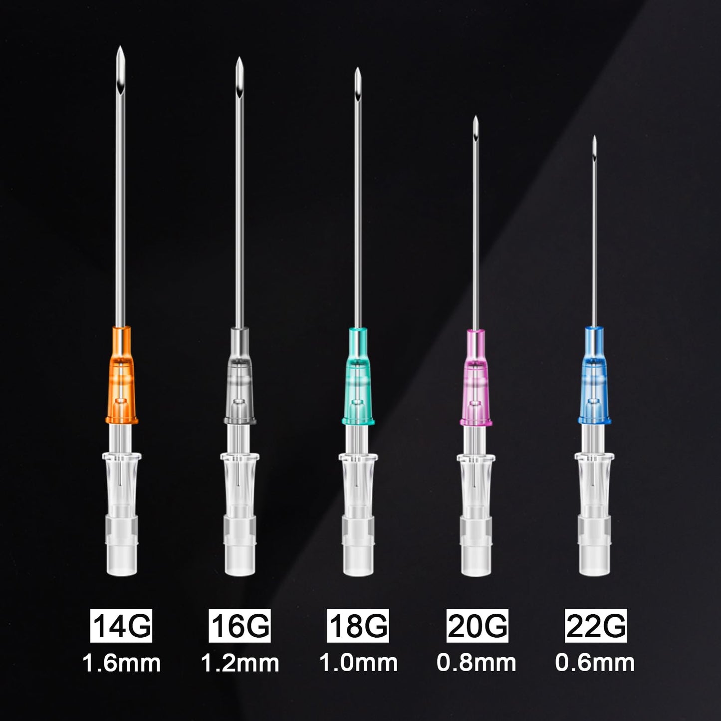 WZPB Catheter Piercing Needles - 50 Pcs 14G, 16G, 18G, 20G, 22G IV Catheter Piercing Needles for Ear Nose Lip Tongue Belly Navel Nipple Cartilage Piercing Kit
