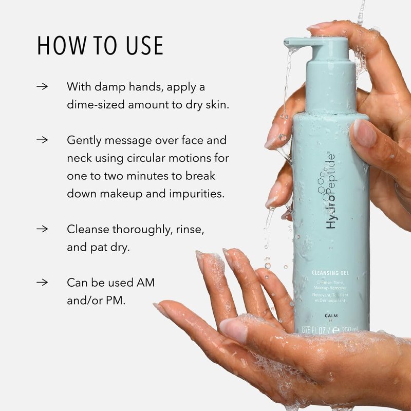 HydroPeptide Cleansing Gel - Toning Face Wash for Makeup Removal & Oil Control | 6.76 Ounce