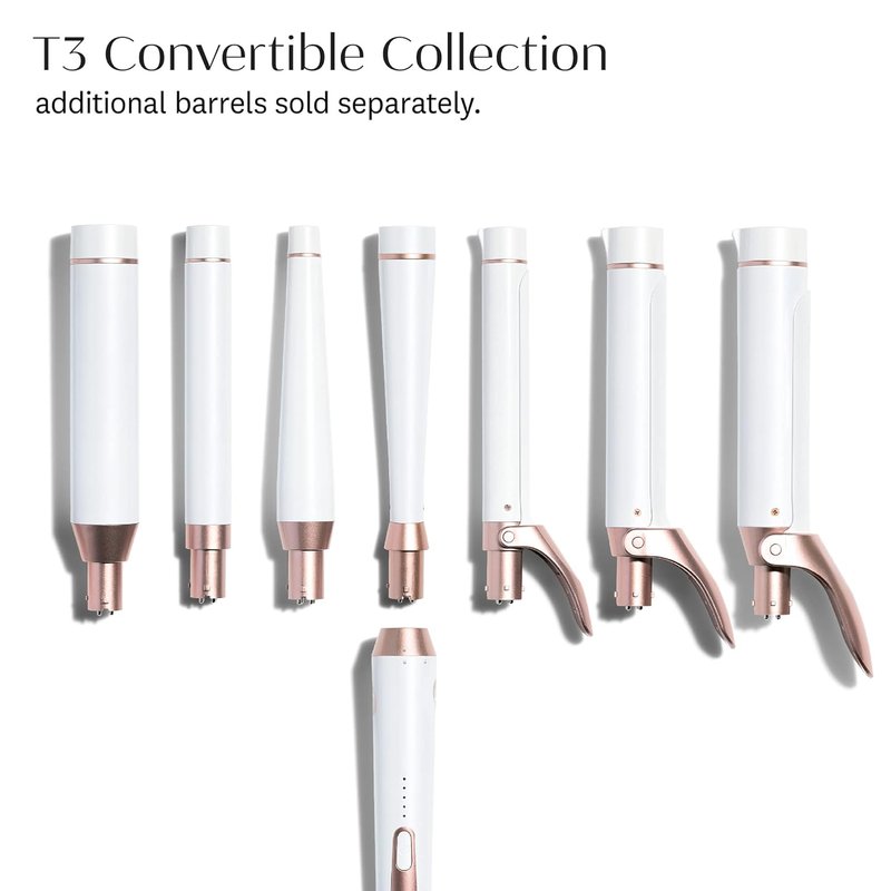 T3 Tapered Interchangeable Wand Barrel - 1.25” & 0.75” Ceramic for Shiny, Long-Lasting Waves