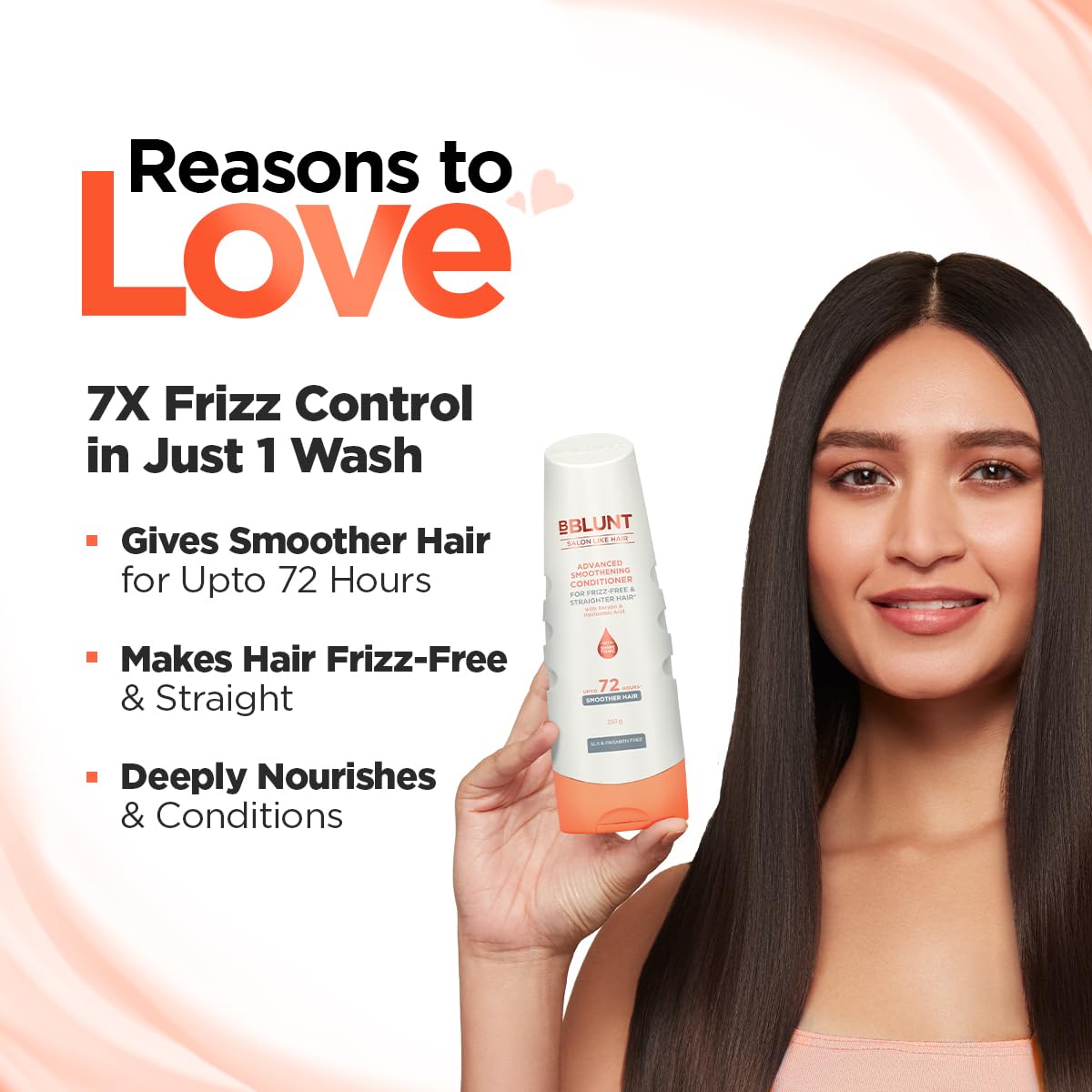 BBLUNT Advanced Smoothening Conditioner With Keratin & Hyaluronic Acid - 250 Grams Makes Hair Frizz-Free & Straighter Deeply Nourishes Adds Spectacular Shine For Unisex