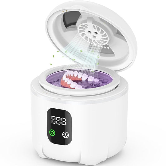 Ultrasonic Retainer Cleaner - 45KHz Portable Denture Cleaner with Drying Function | Ideal for Aligners, Jewelry & More