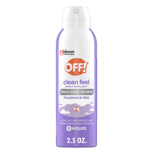 OFF! Clean Feel Travel Size Insect Repellent Aerosol with 20% Picaridin - Bug Spray for Long-Lasting DEET-Free Protection from Mosquitoes, Fragrance-Free Pest Control For Ticks & Flies, 2.5 oz
